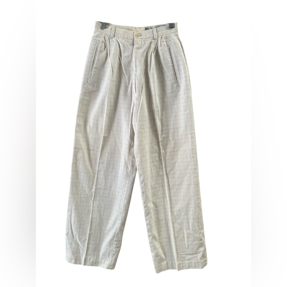 Vintage wide leg white and pastel trouser pants - Picture 1 of 4